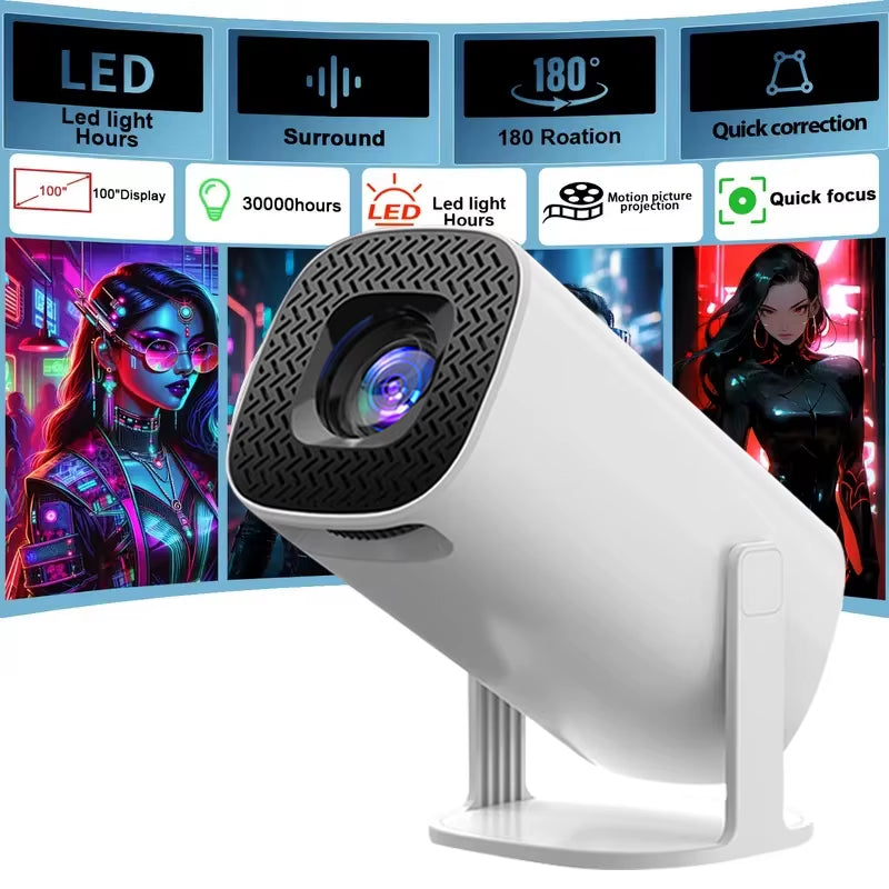 P30PRO Mini Portable Remote Control 4K LED Projector with 720P , Suitable for Office/Home/Christmas , Fast Focus Upgrated HY300