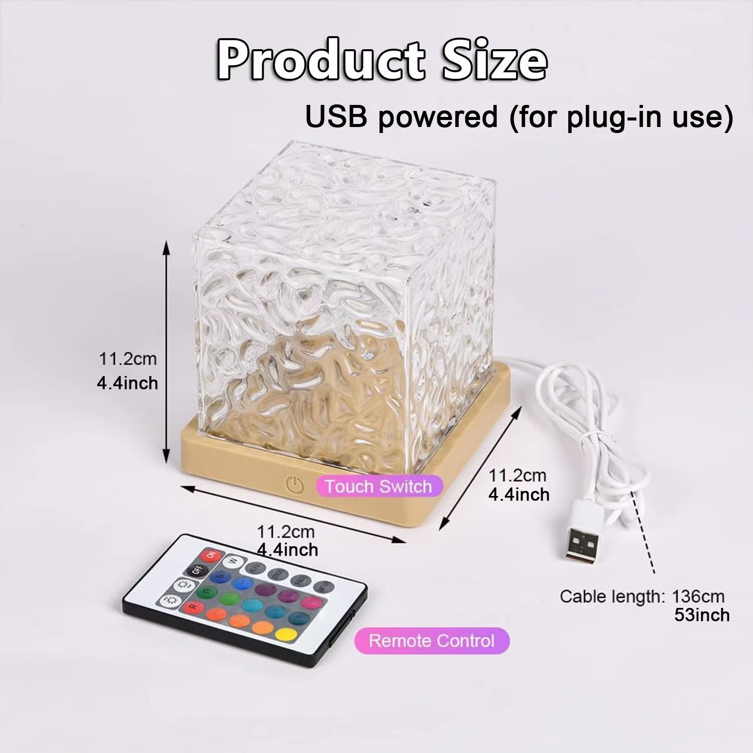 Ocean Wave Projector Light Dynamic Rotating Flame Crystal Lamp Remote 16 Colors Dimmable USB Power Supply Living Room Decor Lamp