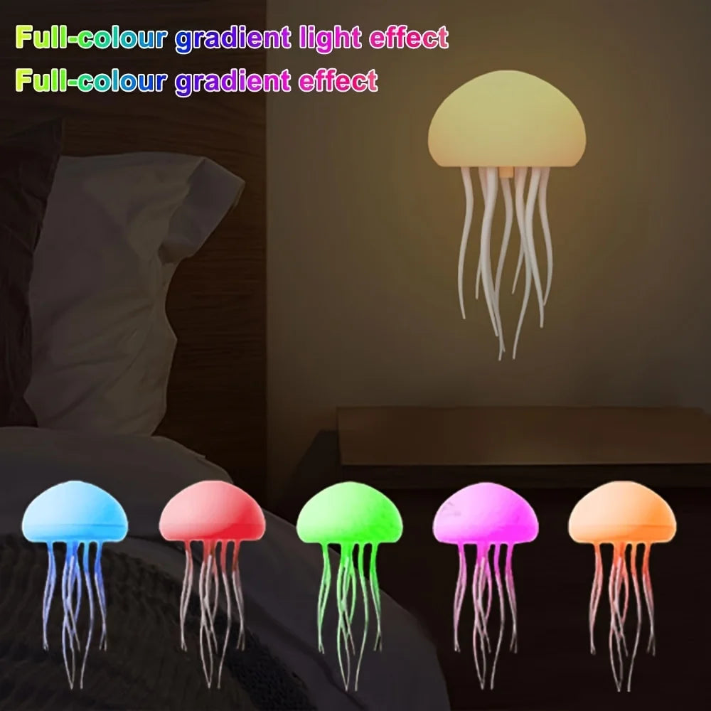 Modern Jellyfish Table Lamp Cartoon Dancing Jellyfish Bedside Lamp Adjustable Color LED Night Light Birthday Gift for Kids New