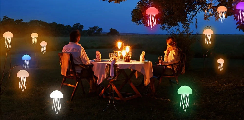 Modern Jellyfish Table Lamp Cartoon Dancing Jellyfish Bedside Lamp Adjustable Color LED Night Light Birthday Gift for Kids New