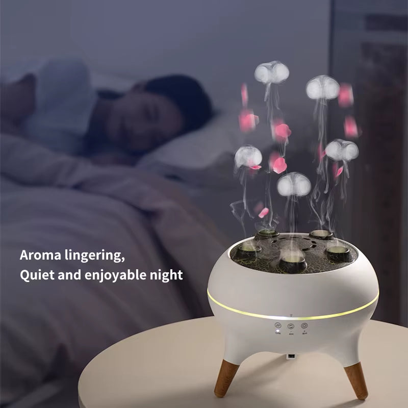 Dynamic Multi Spray Incense Humidifier with Colorful Light Remote Control Desk Flame Humidifier for Home Fog Quantity Decoration