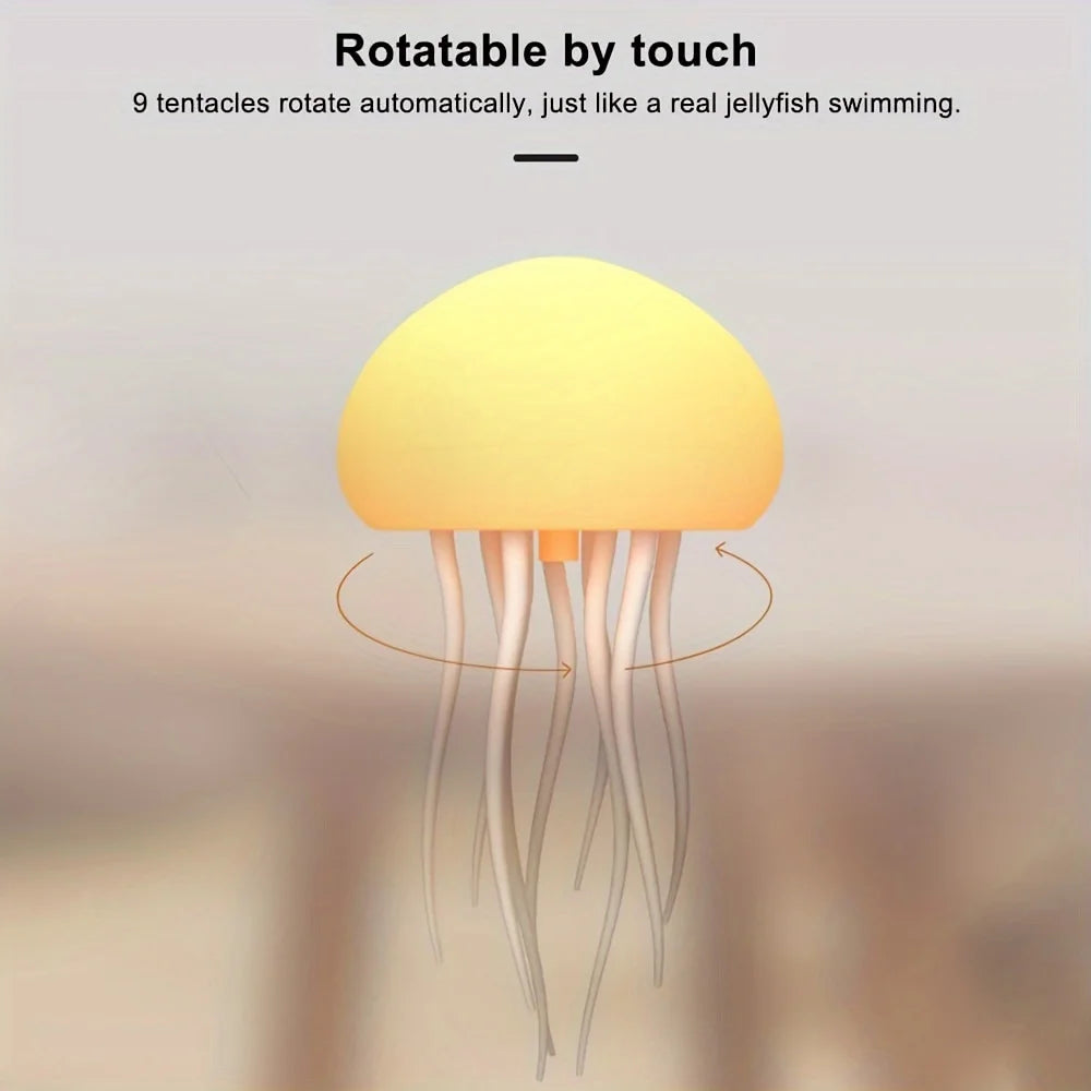 Modern Jellyfish Table Lamp Cartoon Dancing Jellyfish Bedside Lamp Adjustable Color LED Night Light Birthday Gift for Kids New